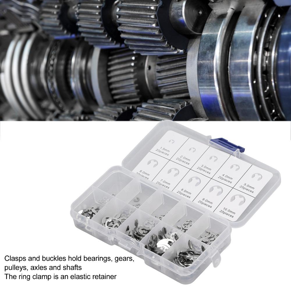 Stainless Steel E Clip Assortment Kit 304 Stainless Steel E-Clip Assortment Set For Gears