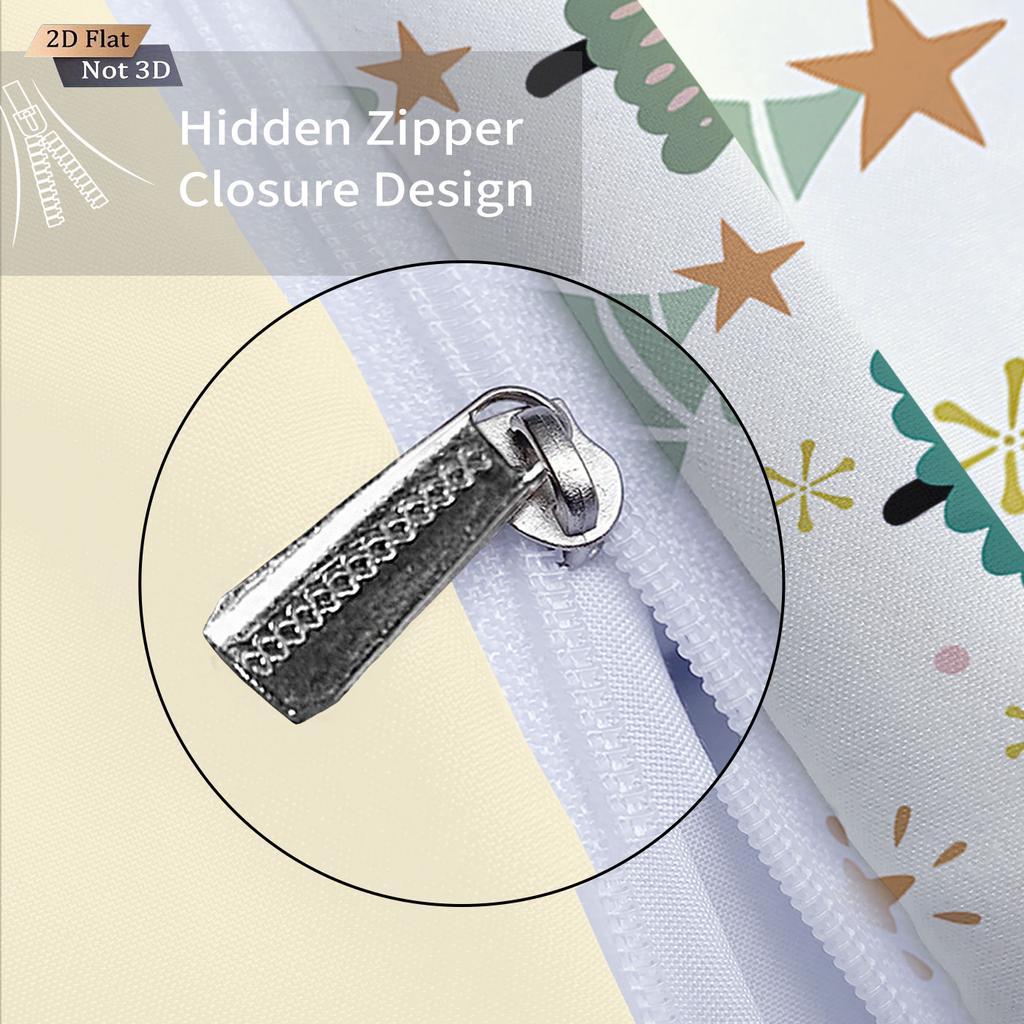 3PCS Cartoon Christmas Tree Print Chipless Bedding Set Soft Dormitory Bedroom Multiple Sizes Holiday Decoration Machine Washable