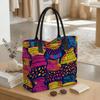  Bohemian Printed Canvas Tote Bag Large Capacity Casual Shoulder Bag for Daily Travel Shopping
