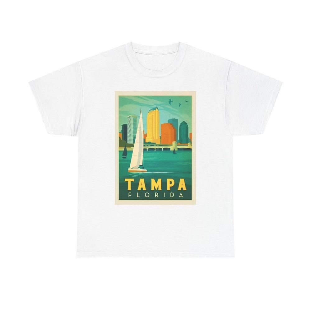 Tampa Florida Graphic T Shirt Vintage Sailing Beach Unisex Heavy Cotton Tee Unisex T-Shirt S
