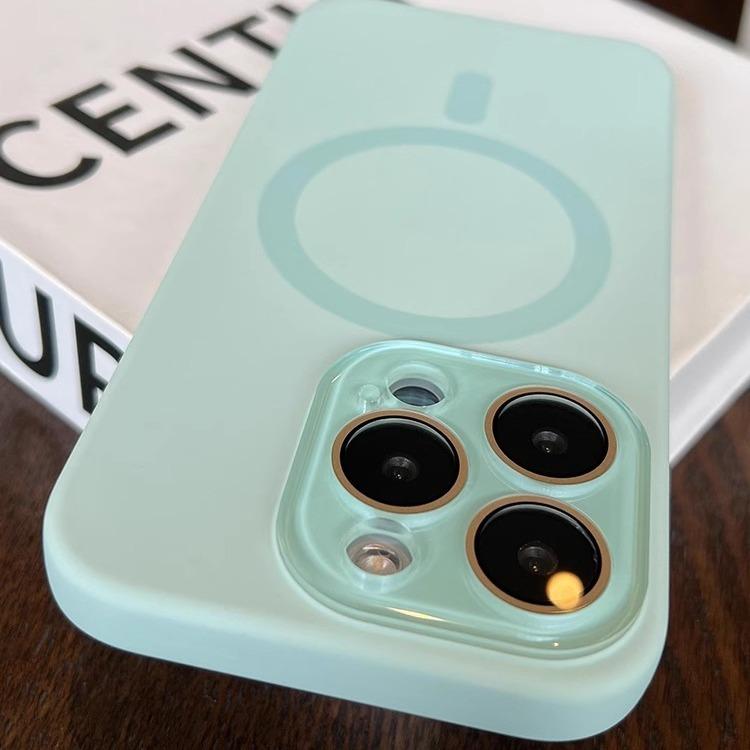 Applicable To IPhone 16 Apple Phone Case Liquid Silicone Magnetic Light Cyan 14 All Inclusive Lens Film 13 Anti Fall