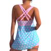 2025 Women's High Waist Tankini: Striped Print Two-Piece Skirt Swimsuit