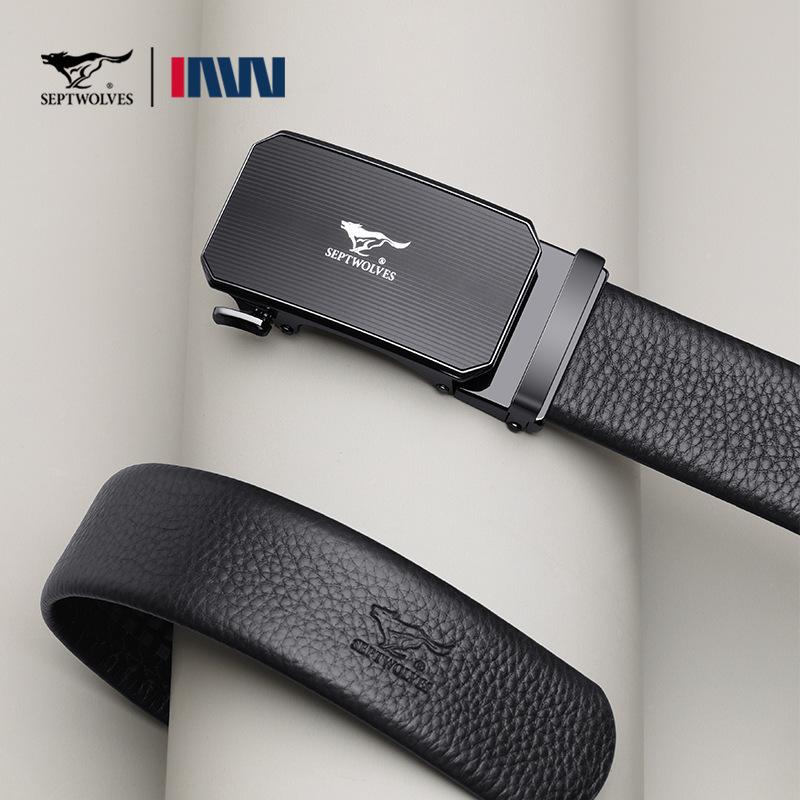 Seven Wolves Men s Genuine Leather Automatic Buckle Belt - High-End Business Trouser Accessory. 110 cm чёрный