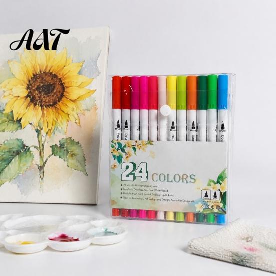 Art Enlightenment Tools Drawing Markers Set, with Brush And Fine Point Tips, Washable Pens Water-soluble Ink Supplies, for Hand-Drawn Creation