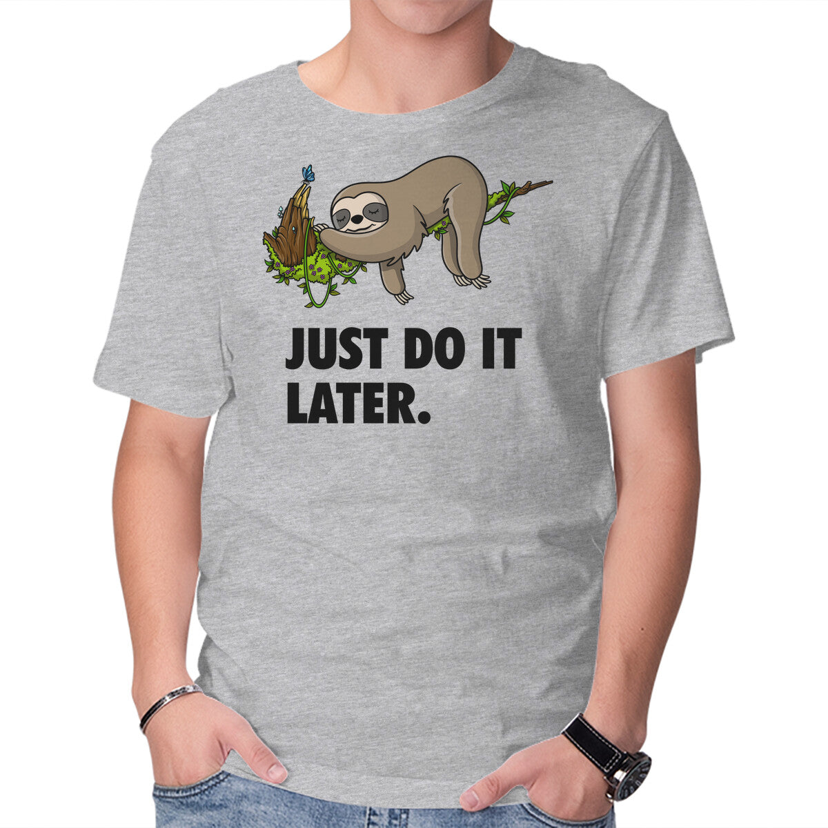 Unisex Crew Neck T-Shirt Just Do It Later Graphic Short Sleeve Casual Tee L