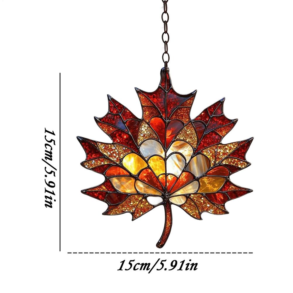 Acrylic Maple Leaves Window Hanging Wall Decorations Pendant Autumn Decor Maple Leaves Stained Fall Decoration Acrylic Wall Art