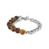 Bracciale a Catena Bicolore in Acciaio Inossidabile con Pietra Occhio di Tigre per Uomo e Donna Gioielli di Moda