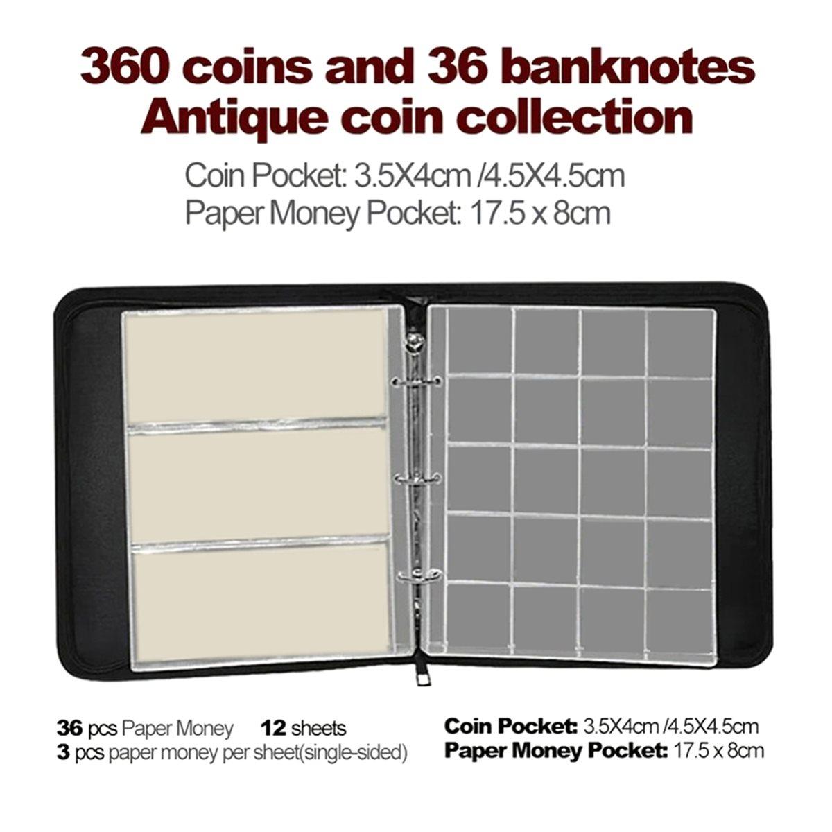 

2026 New 360 Pocket Coin Organiser Sleeve Album Fireproof Coin Collection Bookends Money Clip for Collection Supplies China Mainland