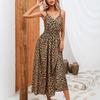Maxi Dress Summer Leopard Print Spaghetti Strap Women Clothing