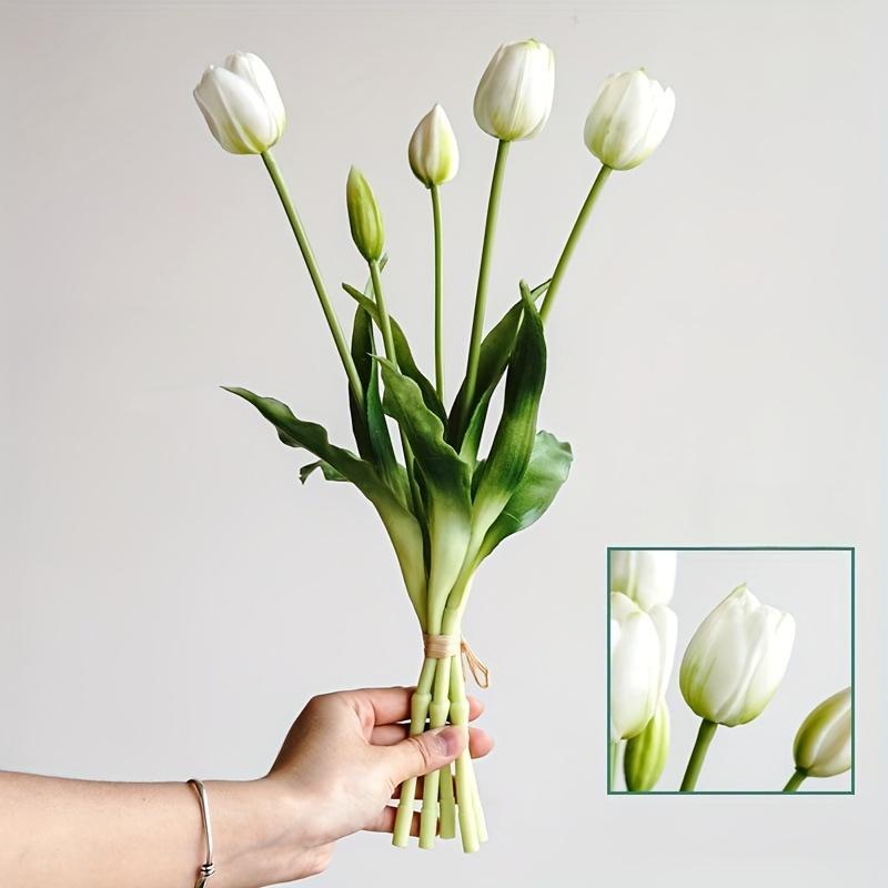 

5 шт./пучок Мягкий резиновый искусственный букет тюльпанов Разноцветный букет ручной работы Искусственные цветы Декорация для гостиной Обеденного стола Свадебной вечеринки белый