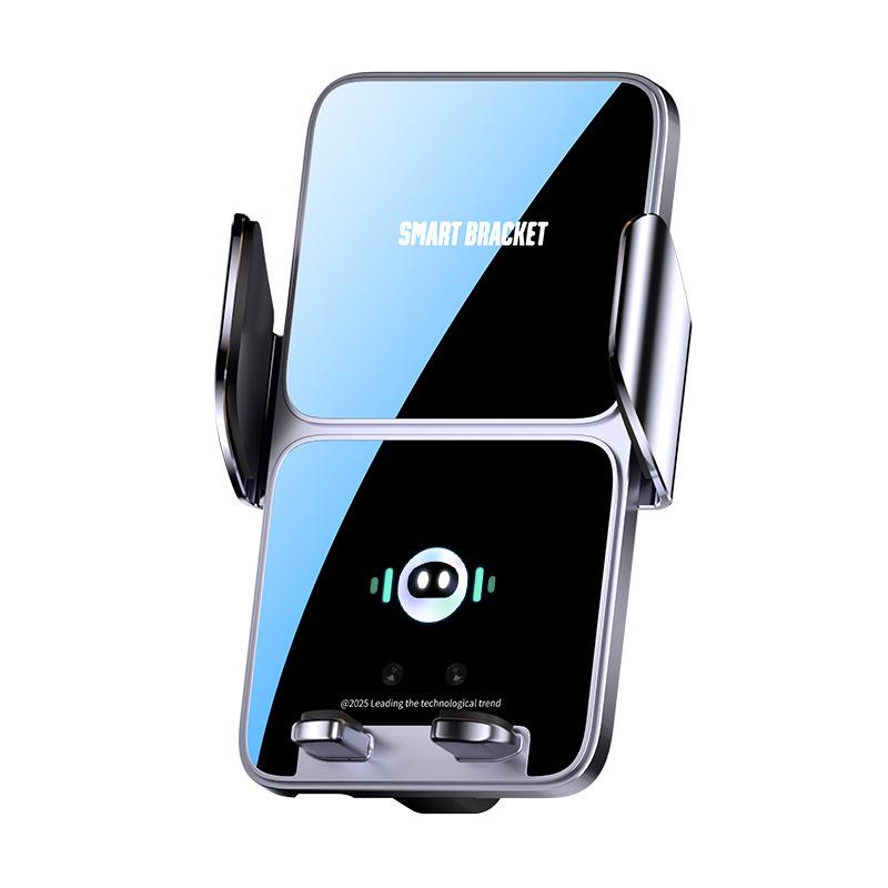 

Car Logo Wireless Charging Phone Mount: Electric Open-Close, Buckle Style Mount + J-Type Clip серый