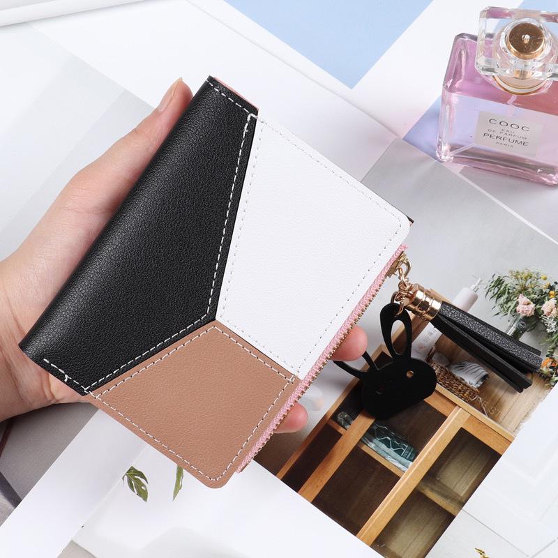 2024 Women s Fashion Patchwork Color Block Zipper Wallet & Card Holder
