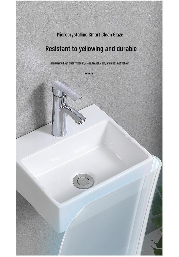 Compact Wall-Mounted Ceramic Washbasin, White, for Bathroom/Balcony