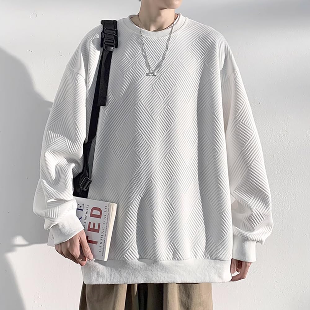 Poperdision Long Sleeve Loose Plus Size Stylish Crew Popular Solid Comfortable Cut and Winter Men's Hoodie, Fall/Winter Sweatshirt, Fit, T-Shirt,