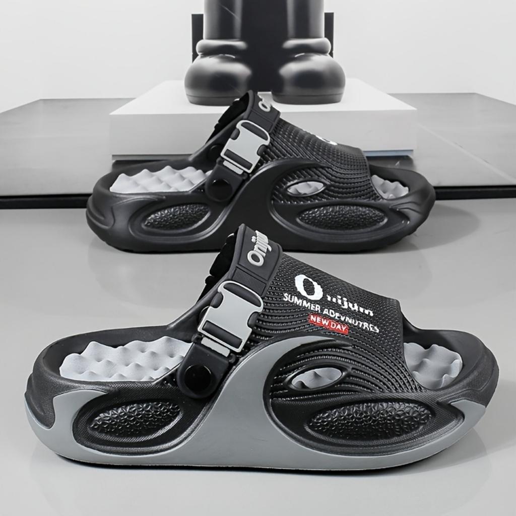 Summer Casual Men's and Women's Same Style Slippers, Thick Soled Massage, Lightweight and Breathable with One Foot, Outdoor Activity Slippers