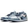Jordan Air Jordan 1 Abrasion Resistant Breathable Slip Resistant Low top Vintage Basketball Shoes Men's White Blue CZ8455-100(Team181-)