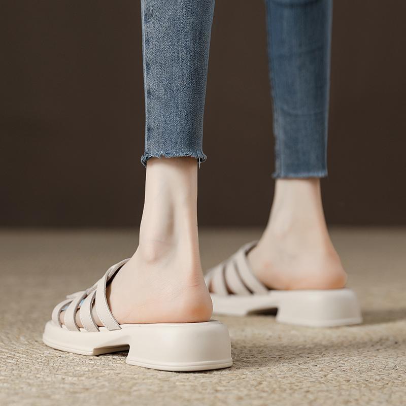 

Женские летние тапочки, ретро плетеные сандалии в римском стиле, лето 2025, новые, с мягкой подошвой, повседневные тапочки на перемычке 40 бежевый