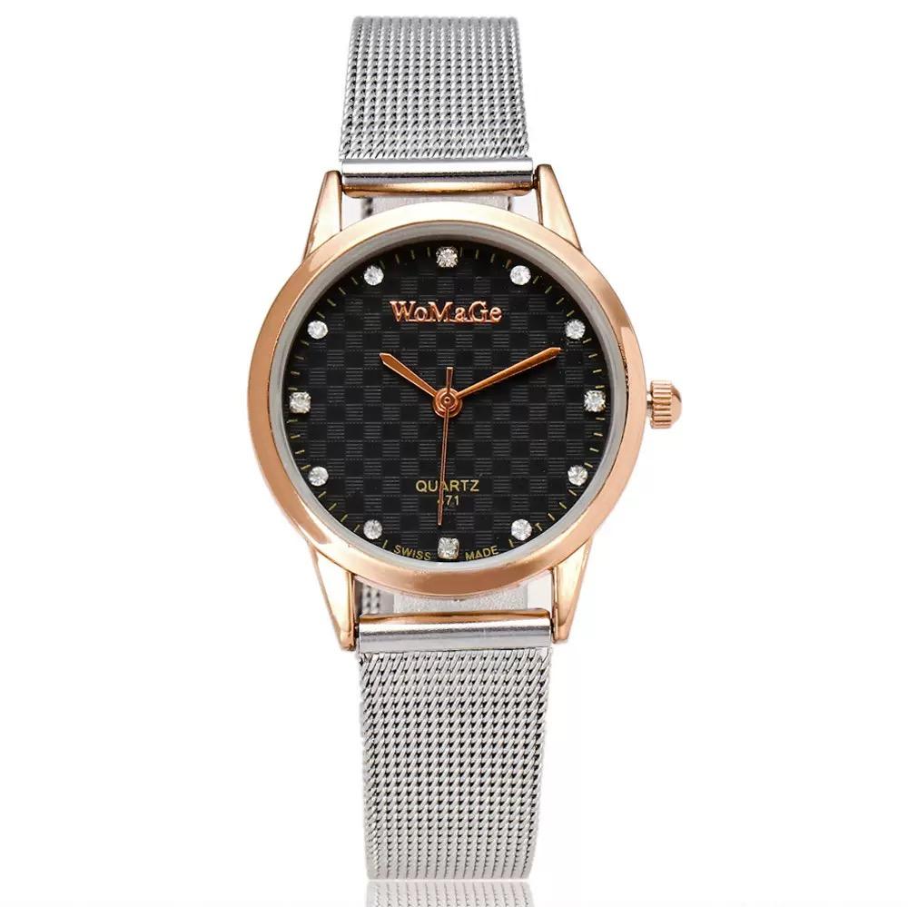 Rose gold Full Satinless Steel Quartz Watch WoMaGe Top Brand Luxury ladies men unisex wristwatch