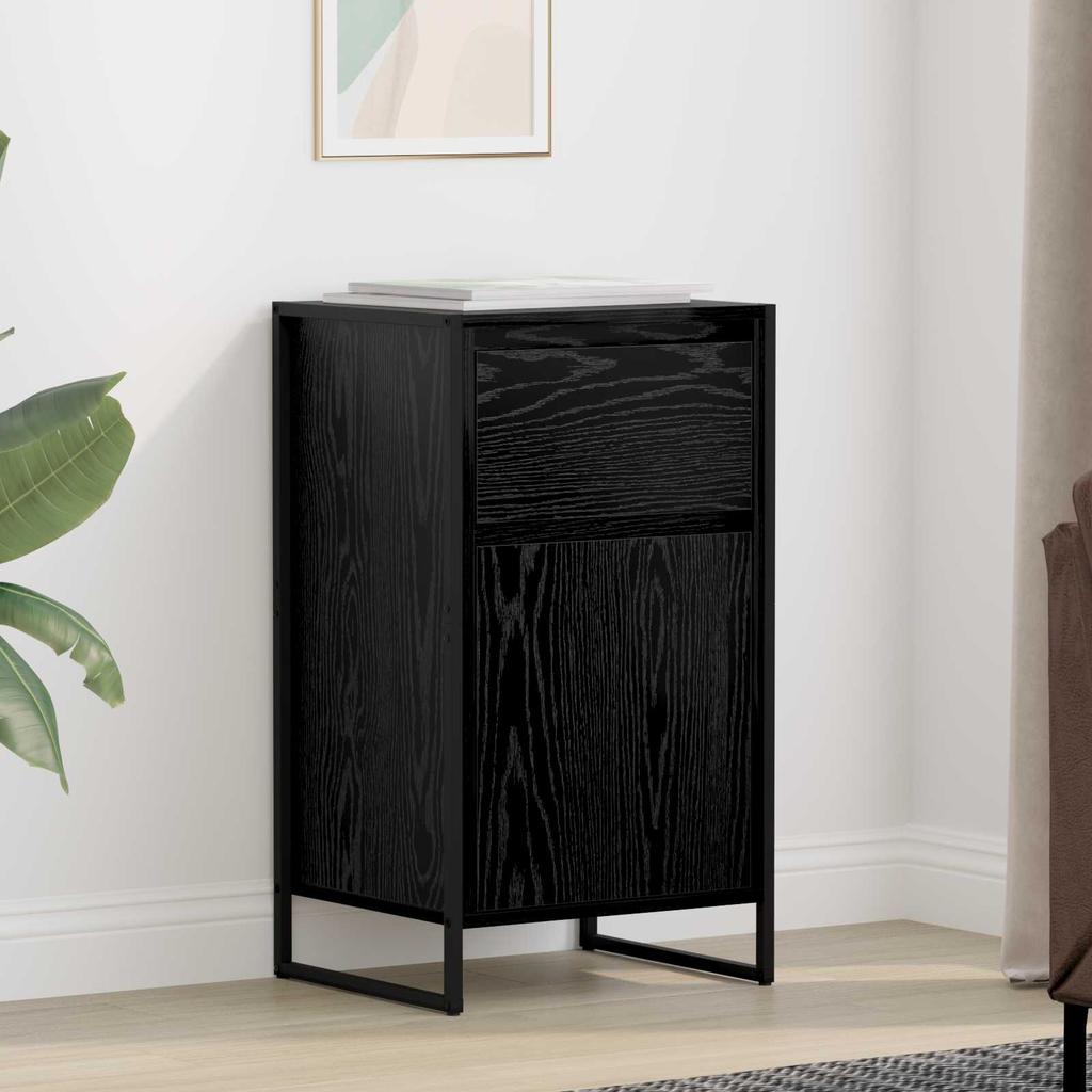 Sideboard in Black Oak Look 43 x 36 x 75.5 cm Engineered Wood