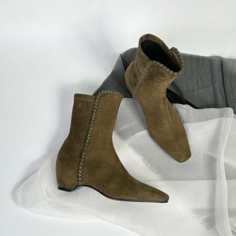 

Французский квадратный носок, чувство дизайна, вязаные сапоги, осень-зима 2025, новый темперамент, модные и стройнящие, универсальные сапоги на толстом каблуке 40 темно-зеленого