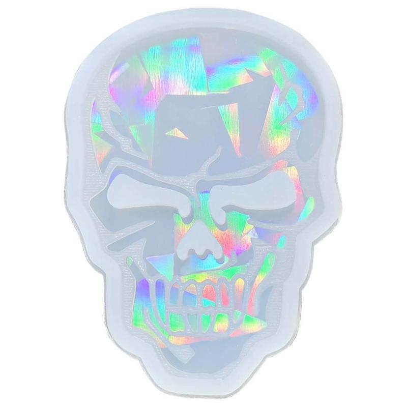 

Skull Shaped Silicone Mold Holographic Resin Mold DIY Keychain Jewelry Earring Pendant Tool Crafts Making Supplies білий