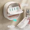 Wall Mounted Soap Holder With Waterproof Lid Drainage Layer And Tool Free Install Perfect For Bathroom Kitchen Sink Use