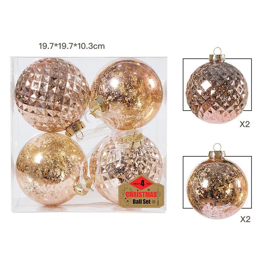 Stylish Ball Ornaments for Christmas Tree Decor 4PCS 10cm for Party