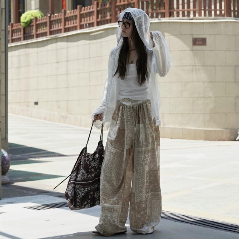 Johnature Summer Autumn Korean Fashionable Hooded Lace Jacquard Sunscreen Light Breathable Coats For Women