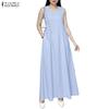Women Casual V-Neck Summer Sleeveless Long Dress
