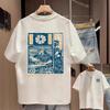Japanese Ukiyoe Mount Fuji Print TShirt Unisex Crew Neck Shortsleeved Retro Street YK Hip Hop Casual Fashion Tops Clothing