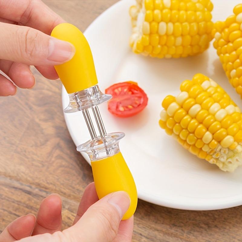 Stainless Steel Corn Fork with Ergonomic Handle Durable,Food Safe BBQ,Fruit Stick Pin Insert for Easy Handling,Corn Handling Utensil Ergonomic Grip