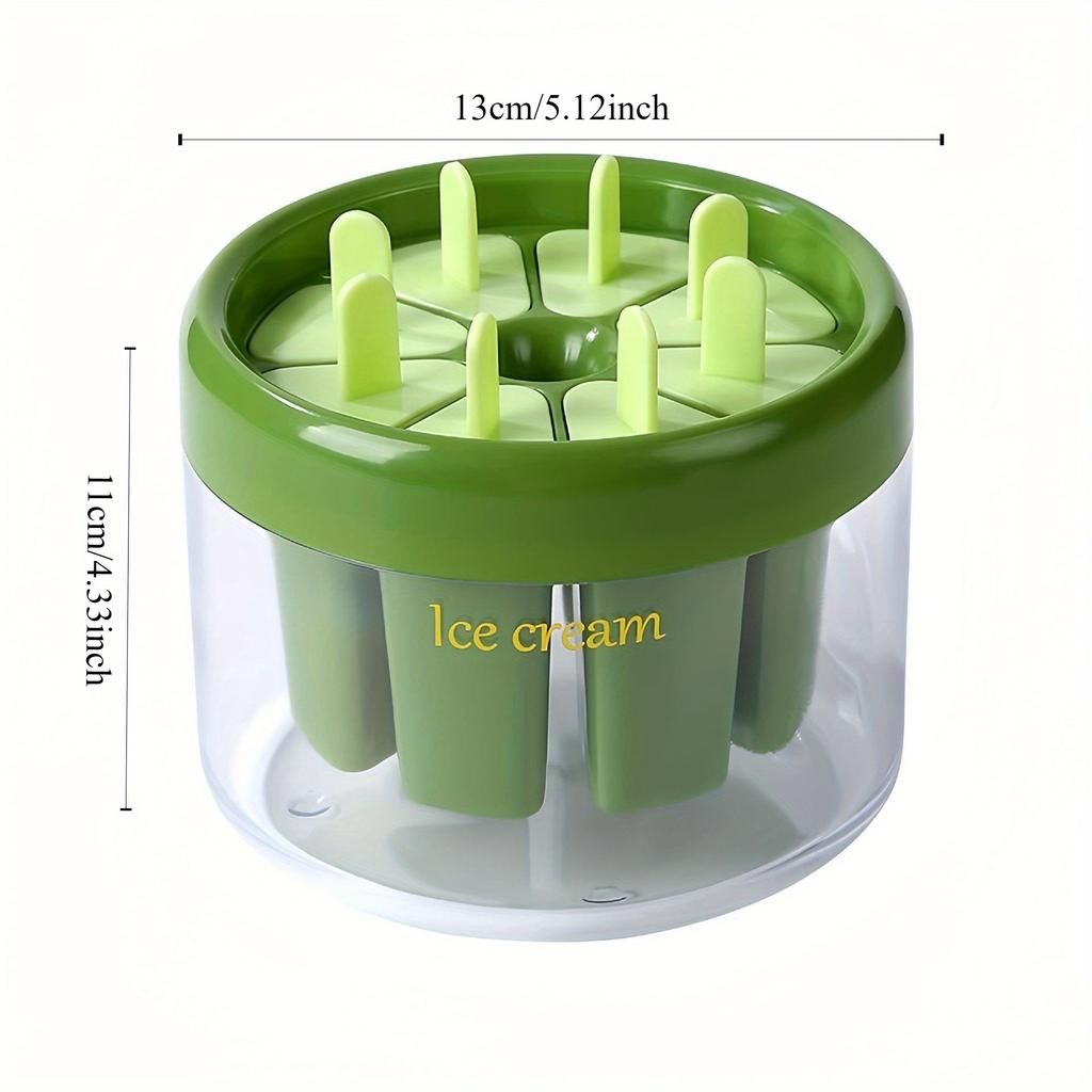 Food-Grade ABS Ice Cream Mold Set Homemade Popsicle Maker For Kids Safe Contact With Food Easy-Release Ice Pop Storage Box - 6 Cavities