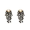 Vintage Silver Black Tassel Geometric Round Stud Earrings for Women - Elegant High-End Design