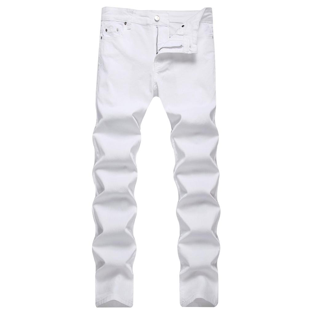 Men's Slim Fit Elastic White Jeans - Trendy Autumn/Winter Fashion