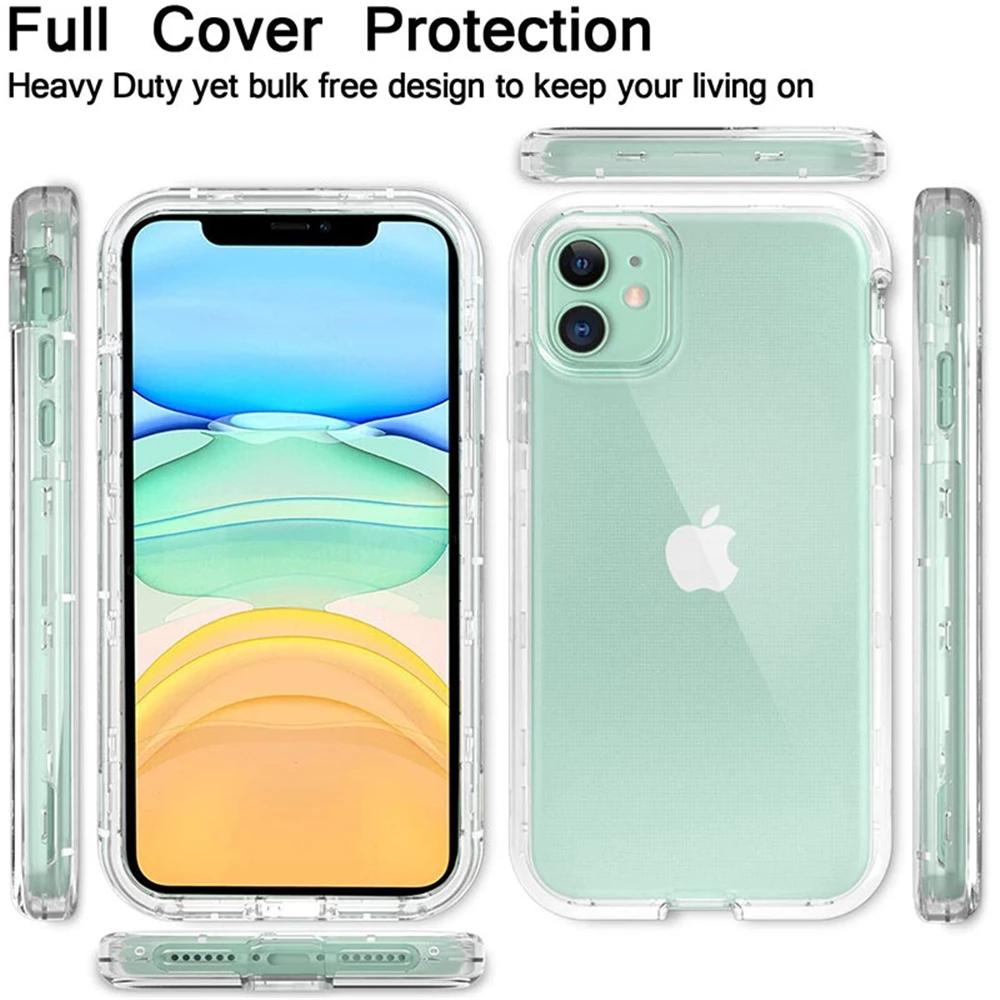 

360 Прозрачный ударопрочный силиконовый чехол для iPhone 13 12 11 Pro Max X XR XS Max 8 7 6 Plus SE 12 13 Мини Полный чехол для тела