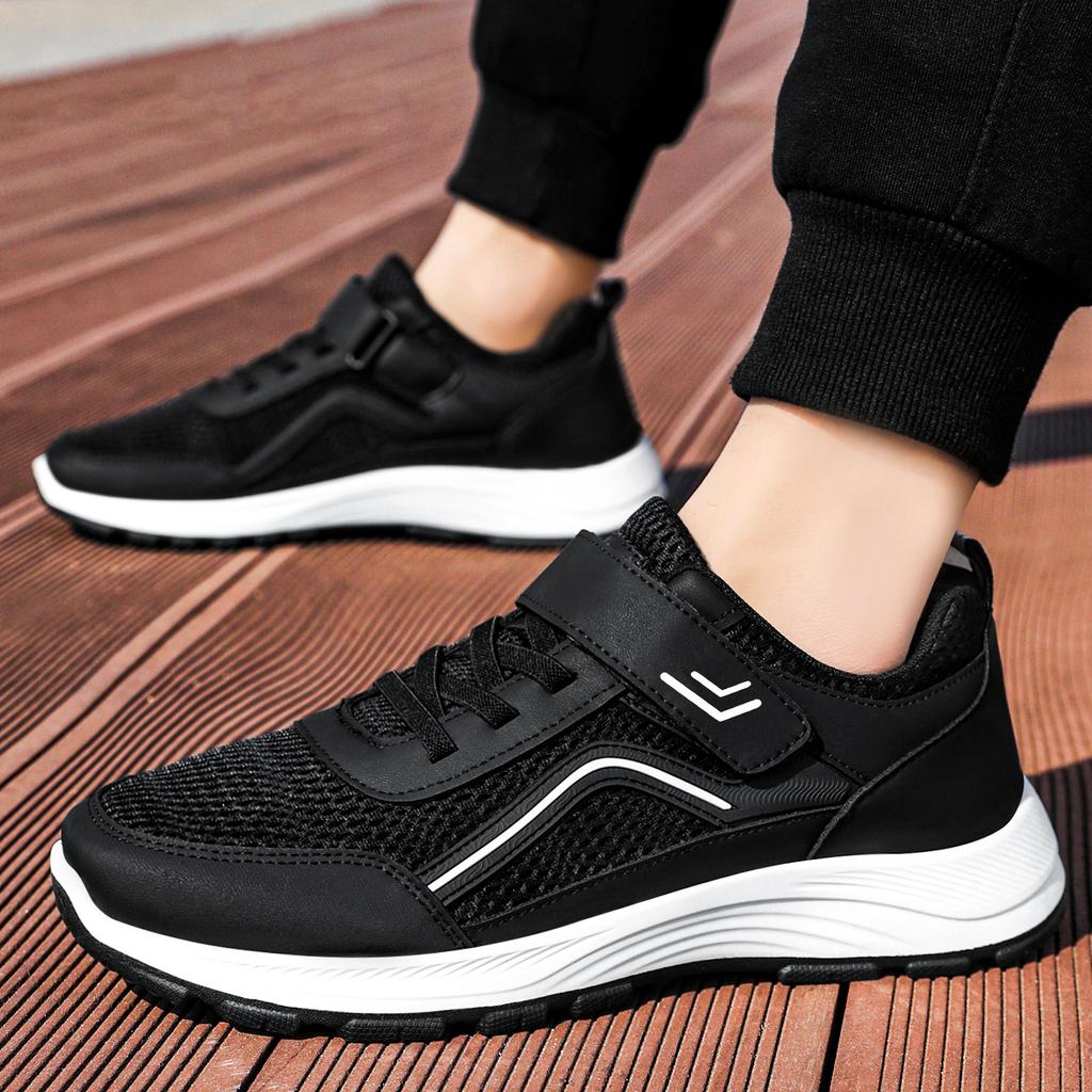 Men's Shoes Autumn Couple Walking Shoes Breathable Casual Mesh Shoes Velcro Dad Shoes Comfortable Soft Sole Single Shoes