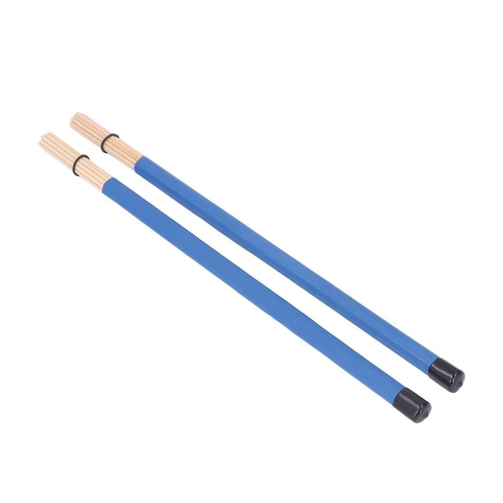 2Pcs Drum Brush Drumstick Stick Mallet Bamboo Percussion Tool Instrument Accessory Set Kit Blue