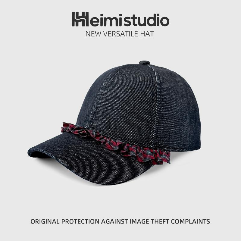 25 early autumn new high-quality washed denim lace baseball cap children's retro face cap