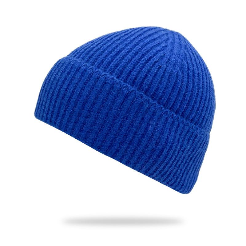Thickstripe Knitted Solidcolor Hat Black Unisex Warm Winter Overthehead