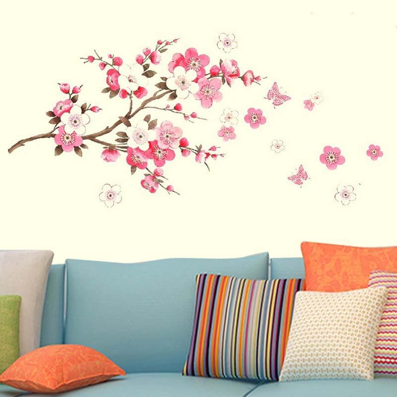 Pink Sakura Flower Cherry Blossom PVC samolepky na stěnu Home Decor