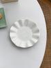 Korean Ruffle White Ceramic Dinner and Snack Plate