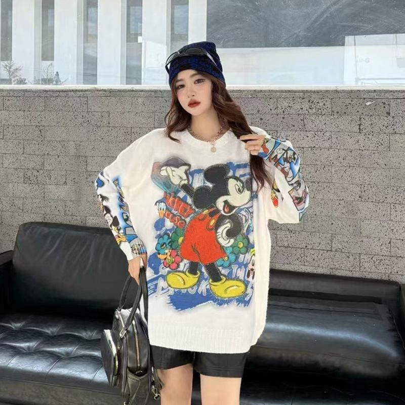 Sweet Cartoon Knit Sweater: Women's Plus Size, Long Sleeve, Korean College Style for Autumn/Winter