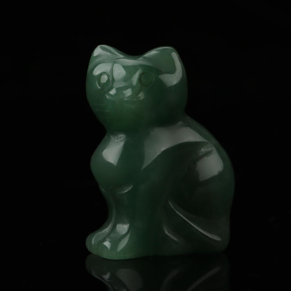 1,5 Zoll bunter natürlicher grüner Aventurin handgemachter Schnitzstein in Form einer Glückskatze