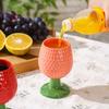 Ceramic Strawberry Embossed Wine Glass Set, Large European Style Stemware for Dining and Milk, Reusable, Insulated , Machine Washable