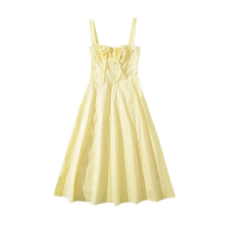 Women's New Open Back Sexy Waist Trimming Spaghetti Straps Dress