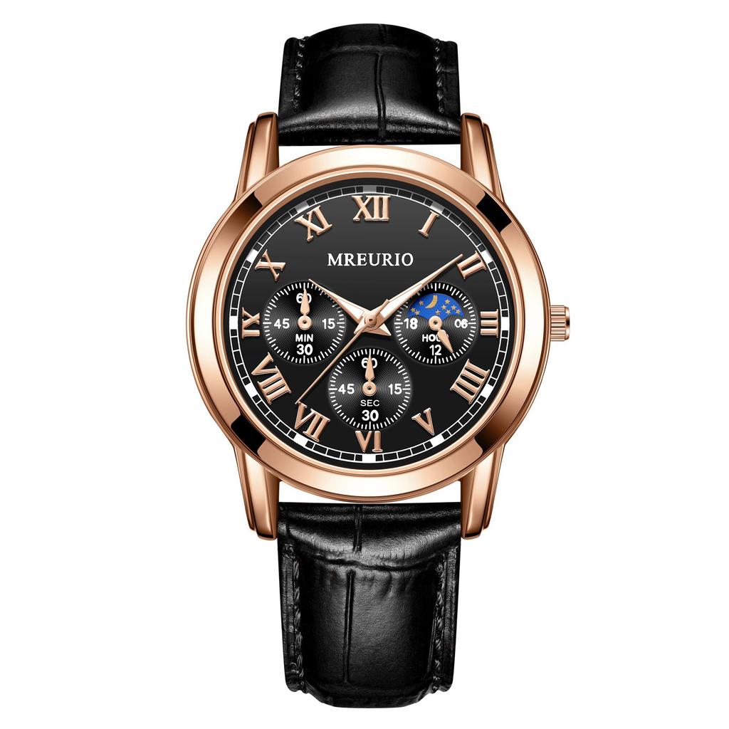 1Pc Trending Three-Eye Six-Pin Fashion Men's Watch with Belt
