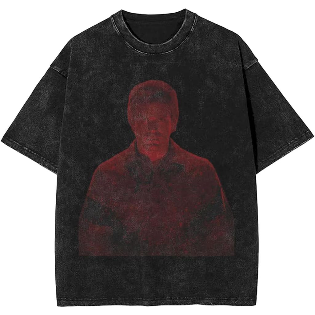 New Dexter Morgan Edition Middle Finger Retro Fashion Washed Tshirt Summer Top Cotton Mens and Womens Tshirt