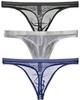 La Micro Mesh Pants Sexy 3 Piece Set 3 Piece Set [Heureux Joie] T-back Men's See-Through (XL, A)