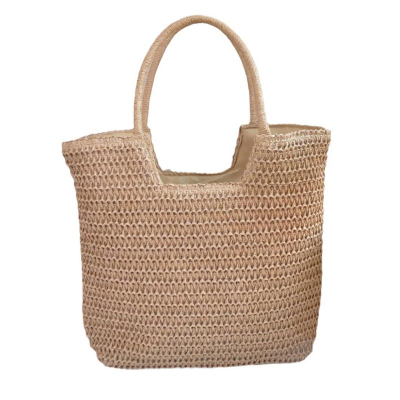 

Женская соломенная сумка-хобо большой вместимости, вязаная крючком пляжная сумка, застежка-молния, плетеная дорожная сумка, женская летняя сумка на каждый день