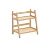 Antik Rattan Creme Doppelter Desktop-Regal Dormitorium Schlafzimmer Büro Küche Tassenhalter Organizer